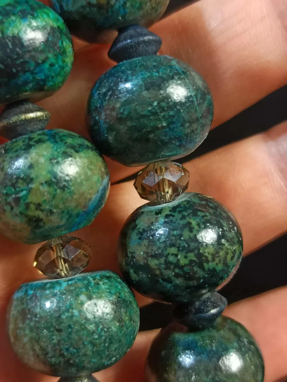 Vintage Style Israeli Eilat Stone Beaded Necklace Artisan Pendant Statement - Picture 10 of 15